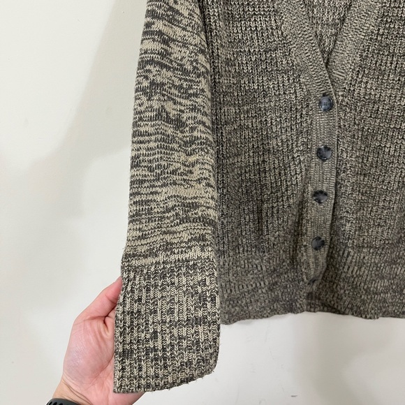 Merona Button Down Chunky Brown Gray Sweater - Picture 3 of 9